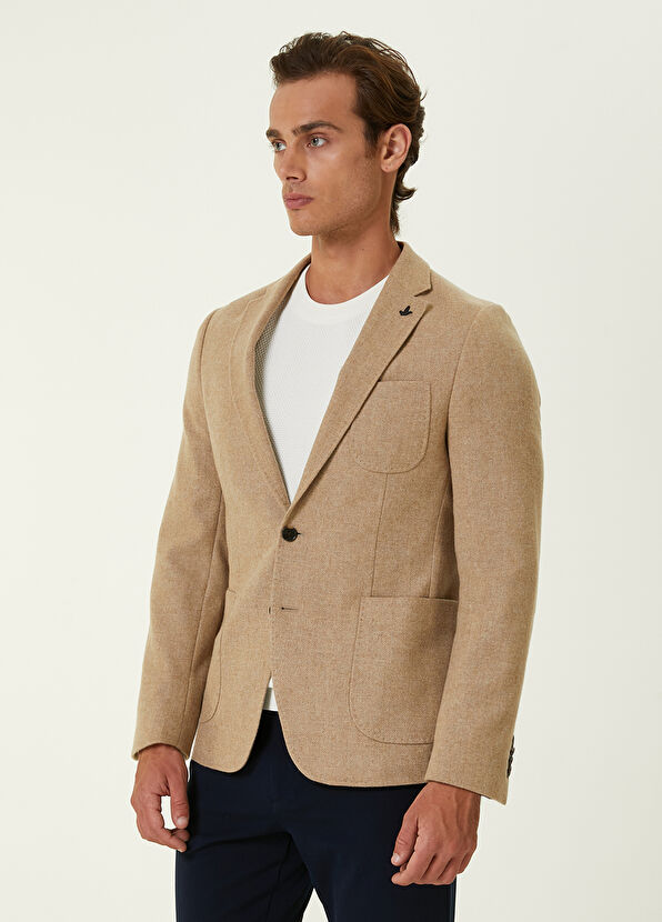 Beymen Club Beige Patch Pocket Detailed Woolen Coat - 3