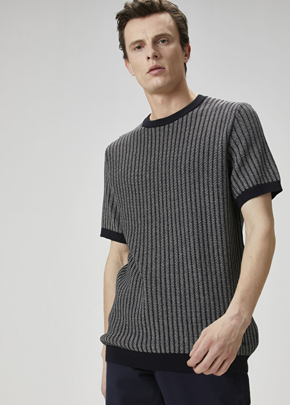 Beymen Club Lacivert Örgü Dokulu Kısa Kollu Kazak - 2