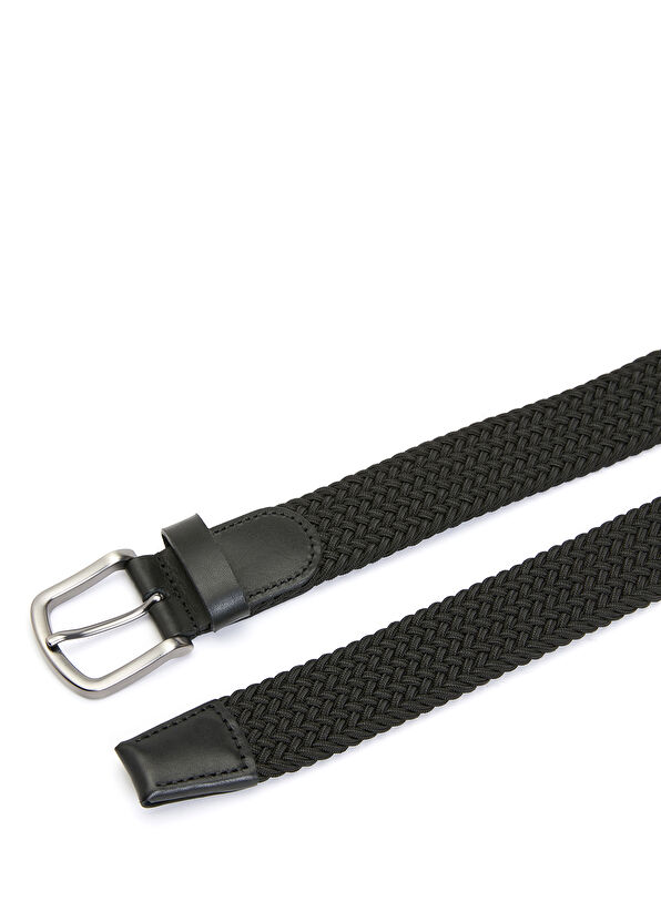 Beymen Club Men's Belt With Black Knit Texture - 2