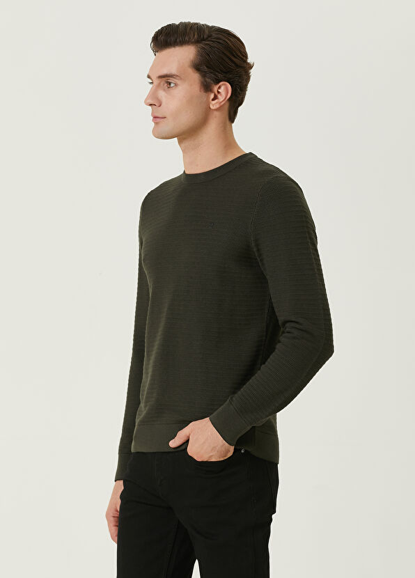 Beymen Club Haki Örgü Dokulu Logolu Kazak - 4