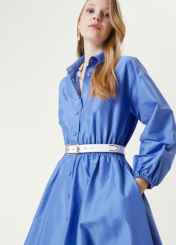 Beymen Club Mavi Midi Tafta Gömlek Elbise - 2