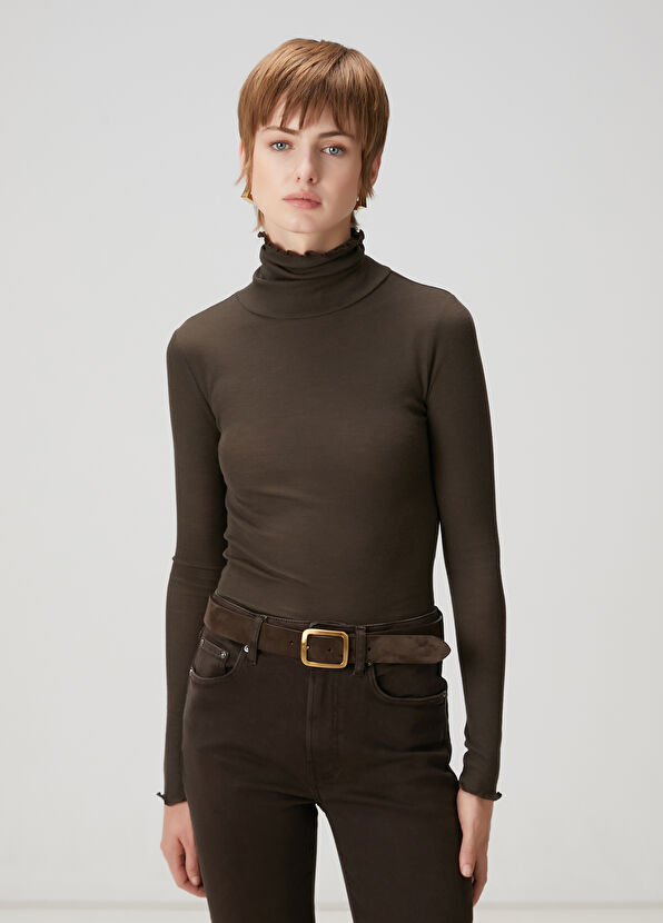 Beymen Club Brown Basic Wool T-Shirt - 1