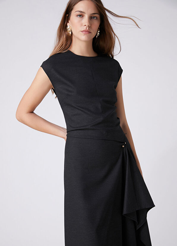Beymen Club Dark Grey Goose Brooch Detailed Long Dress - 2