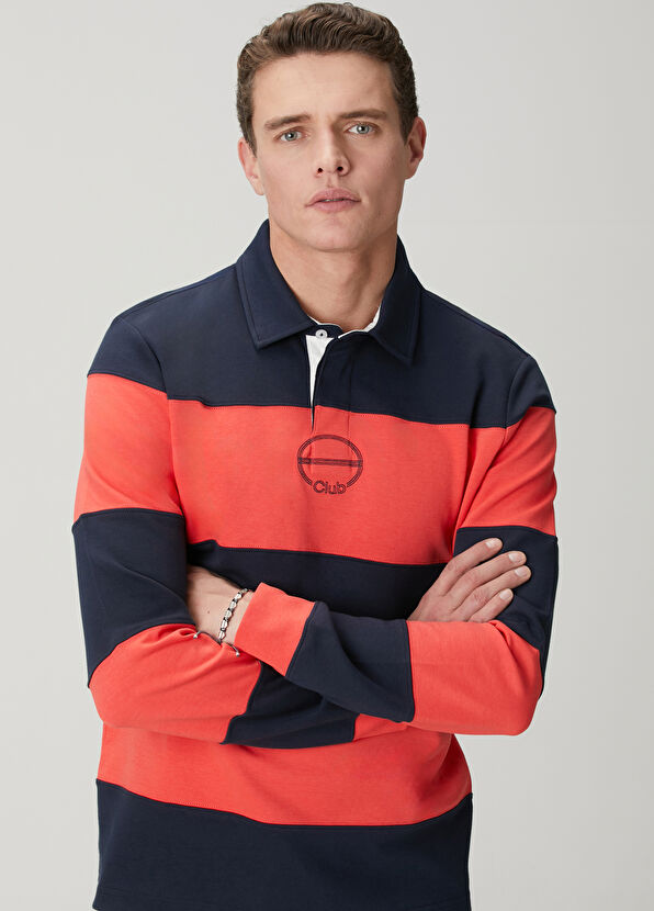 Beymen Club Lacivert Kırmızı Çizgili Comfort Fit Polo T-shirt - 2