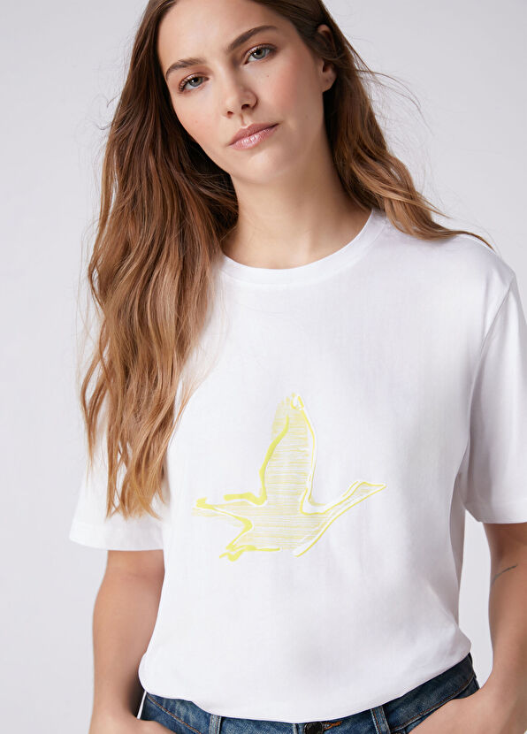 Beymen Club Off-White Yellow Logo T-shirt - 2