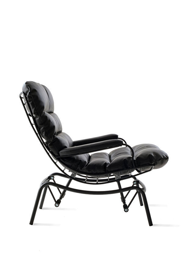 Sürton Yeke Siyah Deri Puflu Sallanır Tv Koltuğu - 2