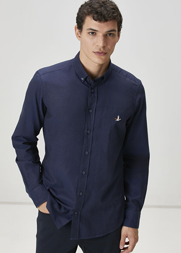 Beymen Club Slim Fit Lacivert Oxford Gömlek - 2