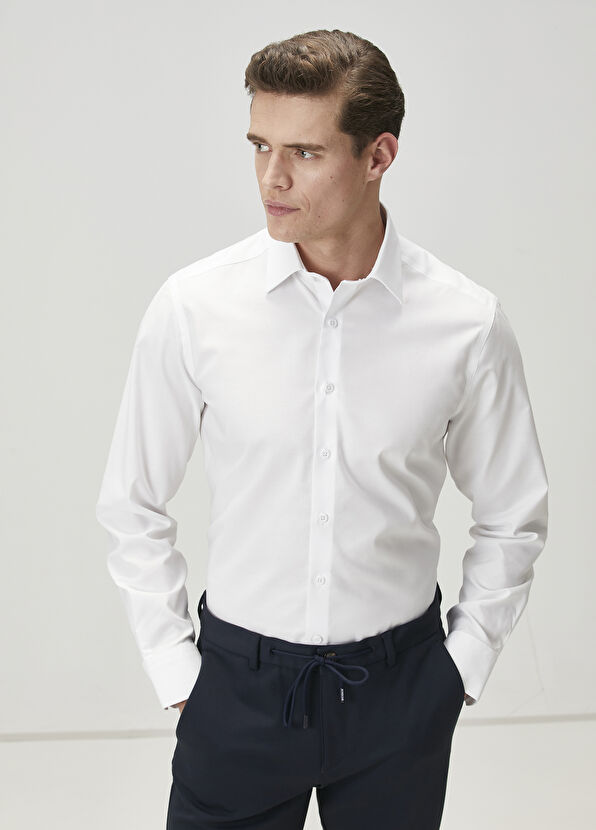 Beymen Club Comfort Fit White Non-Iron Oxford Shirt - 2