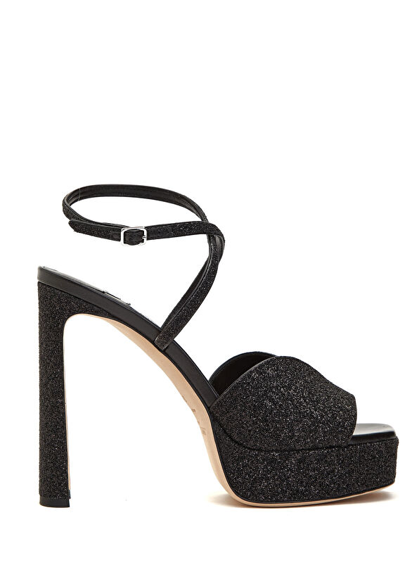 Karli Siyah Platform Kadın Sandalet - Görsel 2