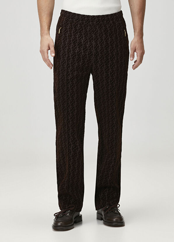 Drôle De Monsieur Koyu Kahverengi Logo Jakarlı Eşofman Altı - 2