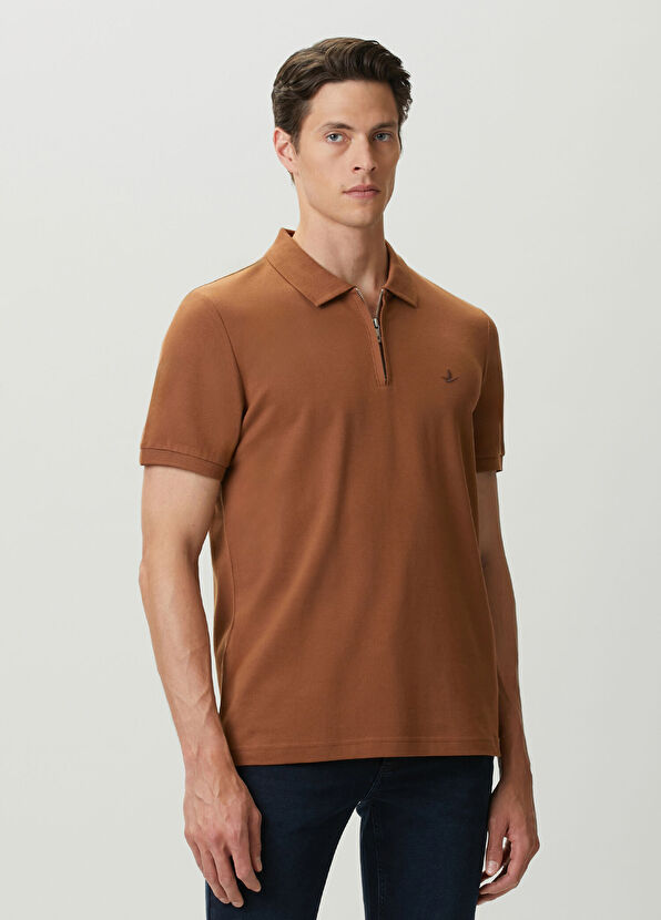 Beymen Club Açık Kahverengi Polo Yaka Fermuarlı T-shirt - 2