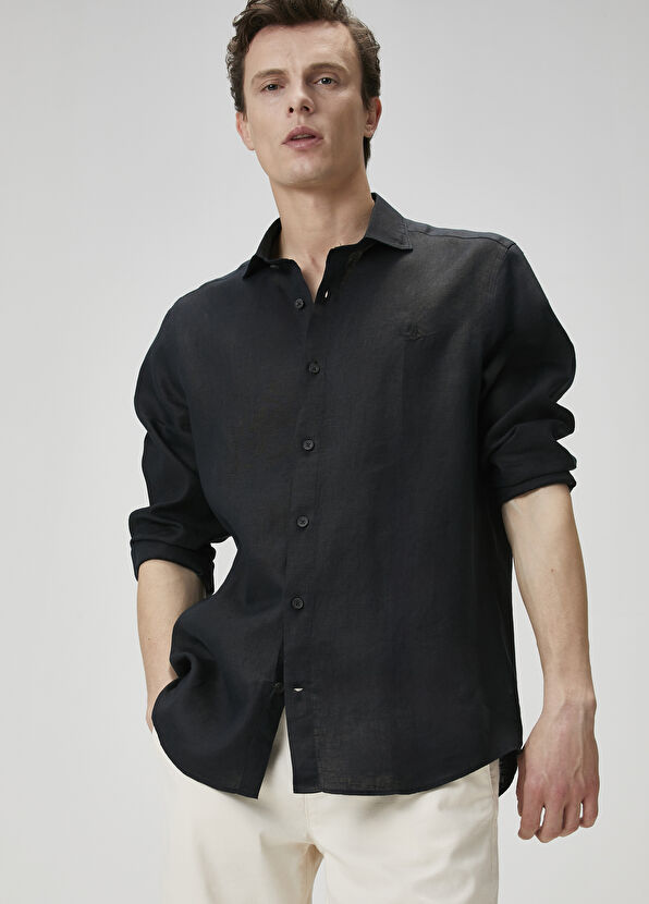 Beymen Club Siyah Keten Gömlek - 3