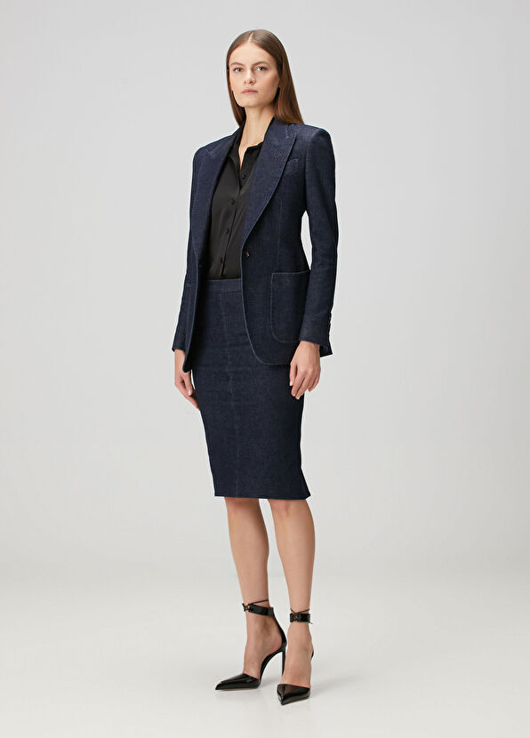 Tom Ford Lacivert Midi Denim Etek - 1