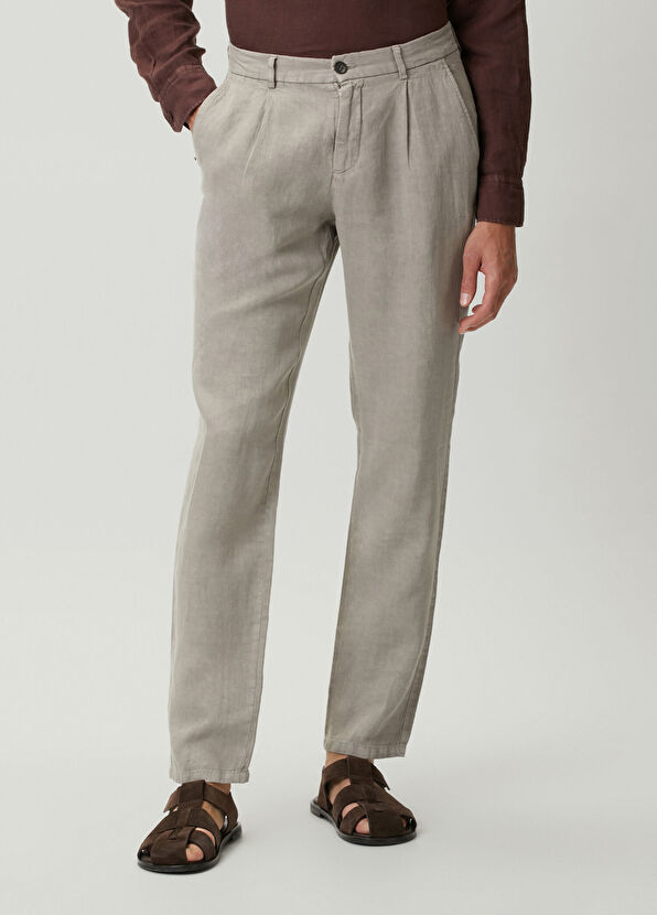Beymen Club Grey Pleated Linen Trousers - 2