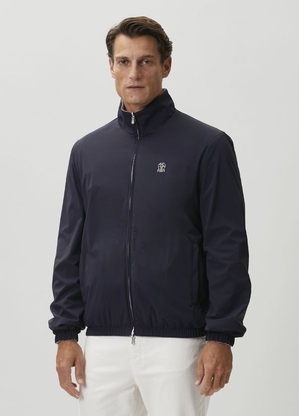 Brunello Cucinelli Navy Blue Grey Hooded Double Sided Coat - 4