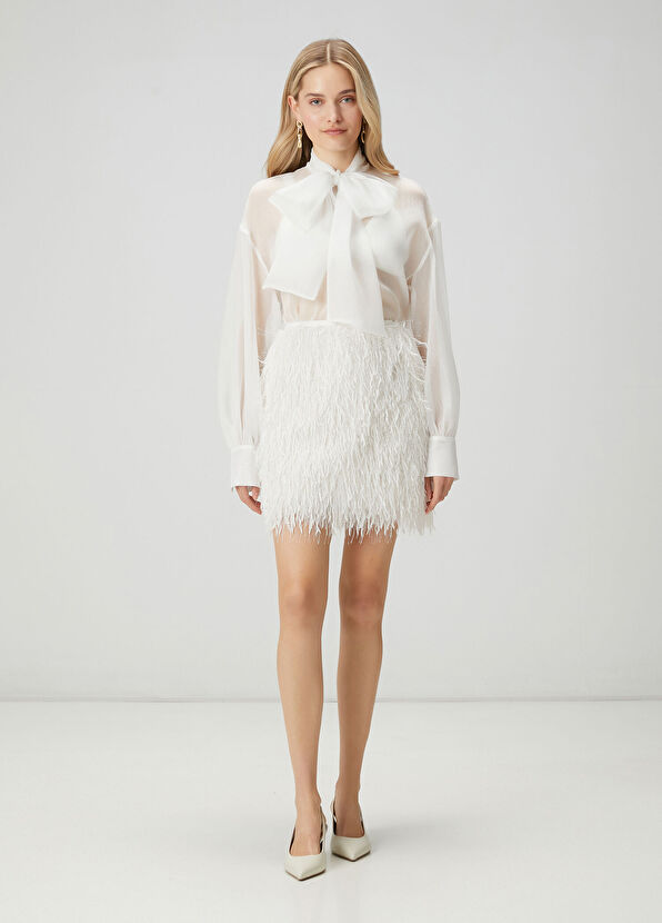 Beymen Club Ekru Saçaklı Abiye Etek - 1