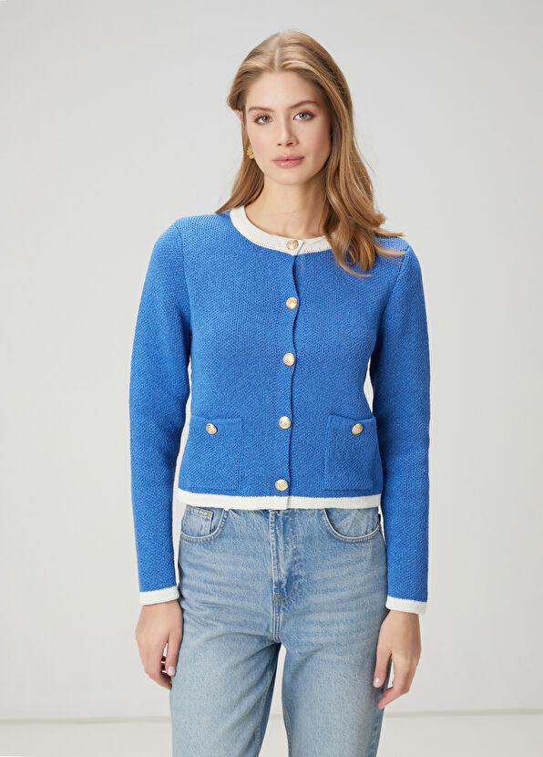 Beymen Club Mavi Şeritli Triko Ceket - 2