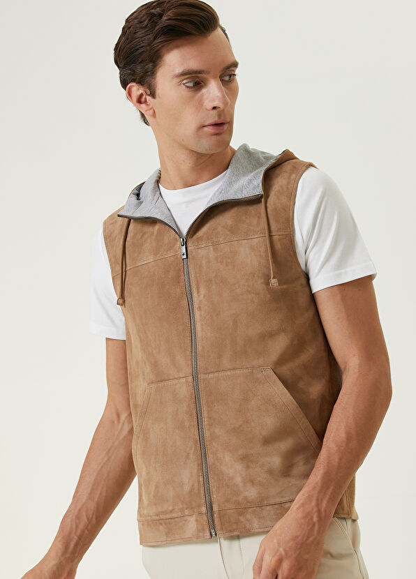 Beymen Club Taba Kapüşonlu Süet Yelek - 2