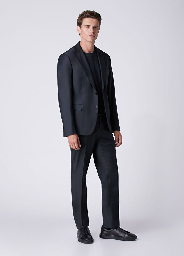 Beymen Club Black Pinstripe Pattern Wool Suit - 3