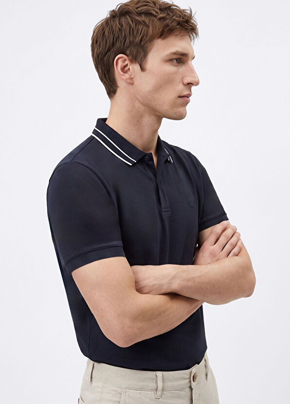 Beymen Club Navy Blue Comfort Fit Stiped Polo T-Shirt - 4