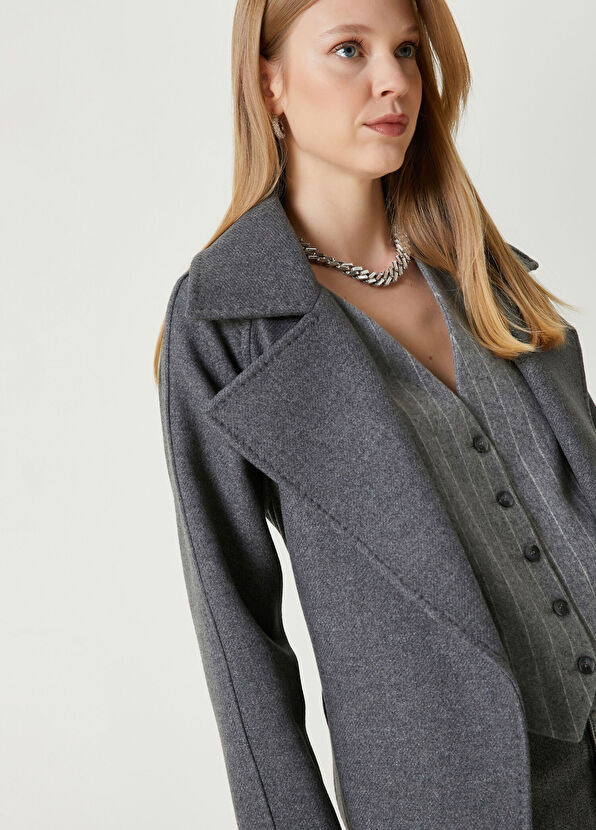 Beymen Club Dark Grey Double-Breasted Wool Coat - 2