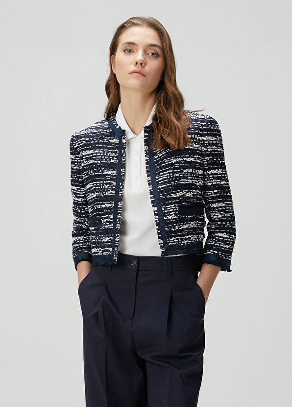 Thom Browne Lacivert Tweed Ceket - 1