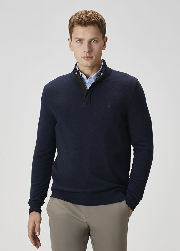 Beymen Club Lacivert Kaşmir Karışımlı Yün Kazak - 1