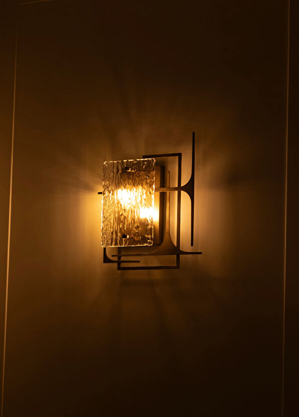 Heka Belize Brown Frosted Tumbled Glass Resin Protected Sconce - 3