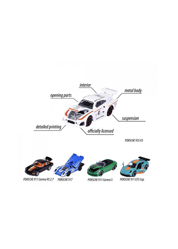 Majorette Porsche 5‘li Oyuncak Araba Seti 8502105002  - 3