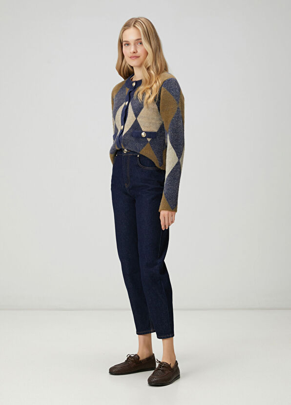 Beymen Club Navy Blue Khaki Patterned Cardigan - 3