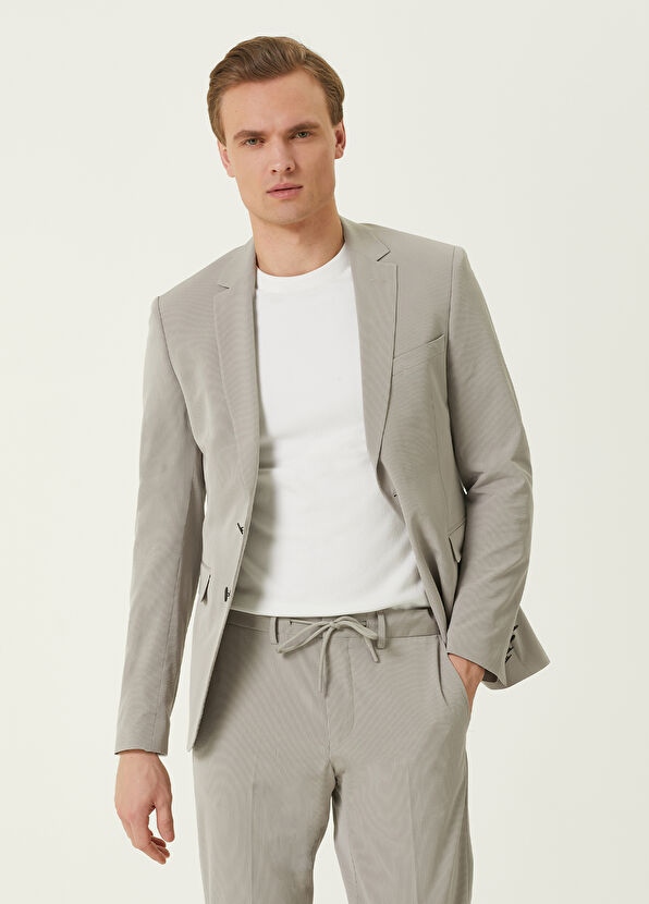 Beymen Club Slim Fit Drop 6 Bej Gofreli Takım Elbise - 2