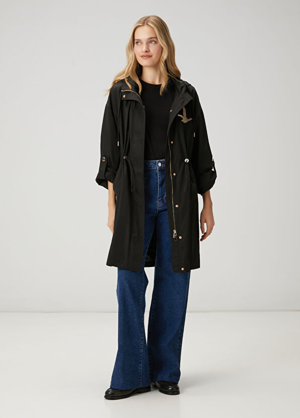 Beymen Club Siyah Kapüşonlu Pardösü - 3