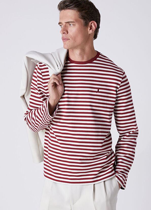 Beymen Club Relax Fit Vişne Çizgili Uzun Kollu T-shirt - 2