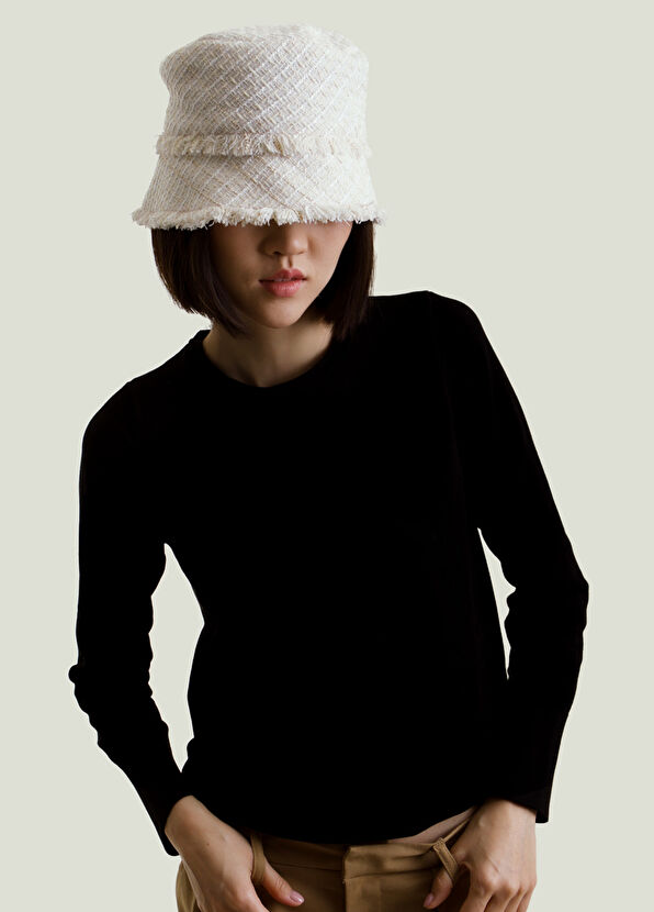 Sibi Hats Danny Beyaz Simli Tüvit Kadın Kova Şapka - 2