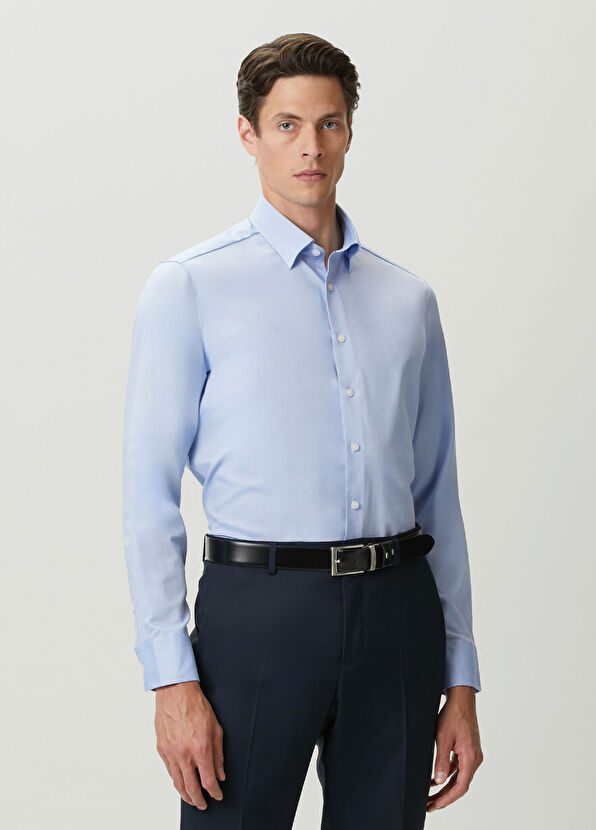 Beymen Club Comfort Fit Blue Non-Iron Shirt - 2
