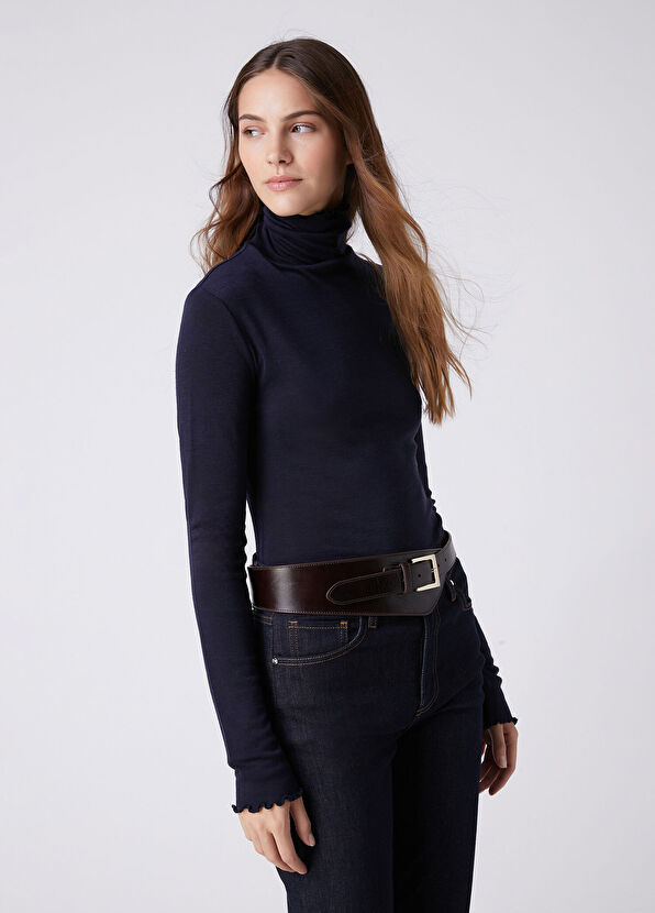 Beymen Club Lacviert Basic Wool Thin T-Shirt - 3