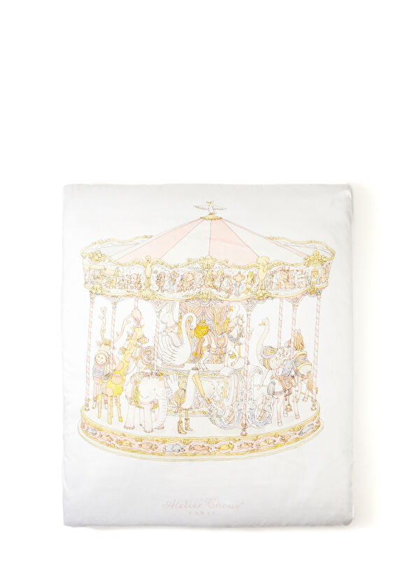 Atelier Choux Pembe Carousel Baskılı Saten Çarşaf - 1