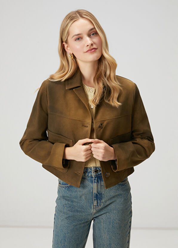 Beymen Club Dark Green Leather Jacket - 1