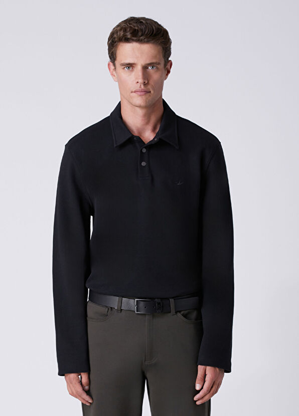 Beymen Club Comfort Fit Black Polo Diagonal Sweatshirt - 2