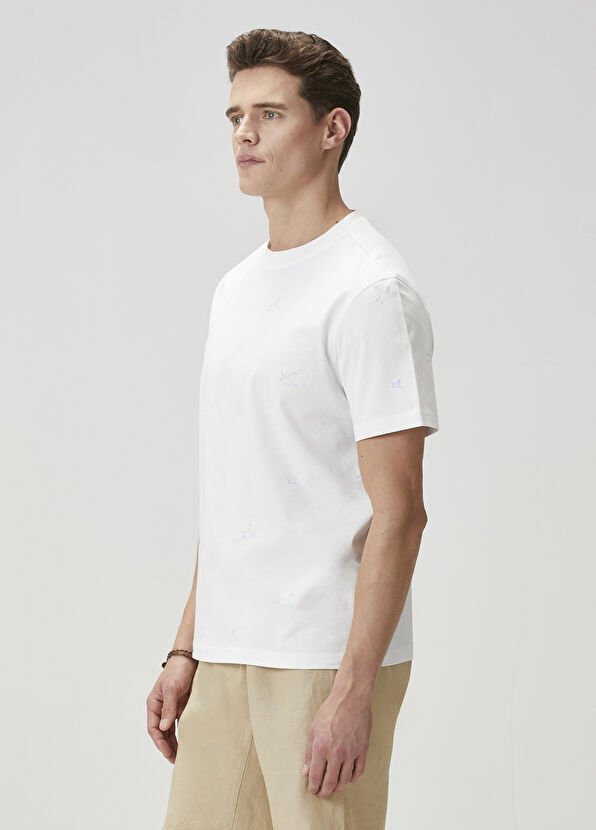 Beymen Club Beyaz Kaz Nakışlı T-shirt - 4