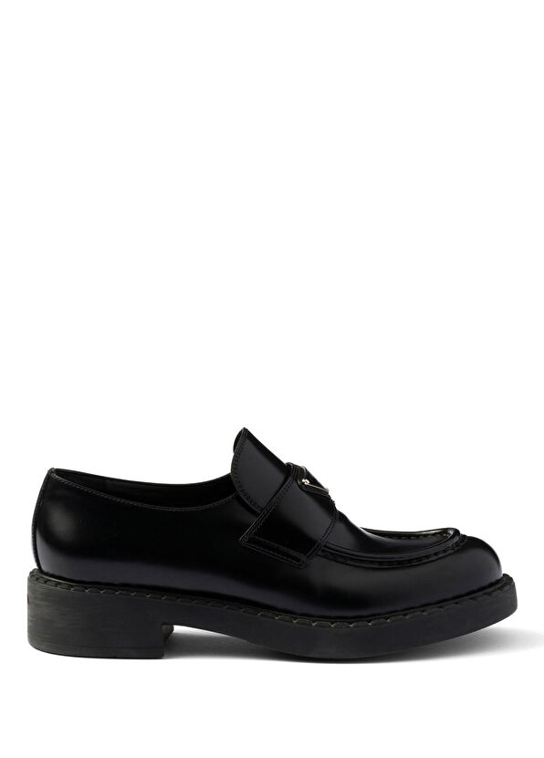 Prada Chocolate Brushed Leather Loafers - 1