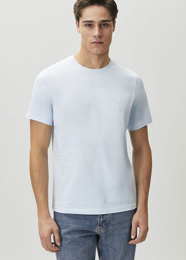 Beymen Club Açık Mavi Logo Nakışlı Basic T-shirt - 1