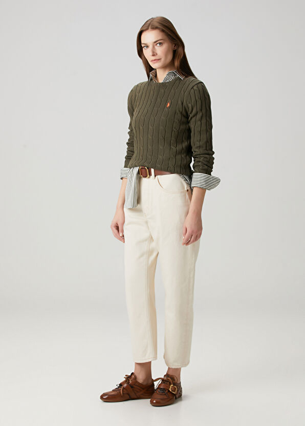 Haki Saç Örgü Kazak - Görsel 4