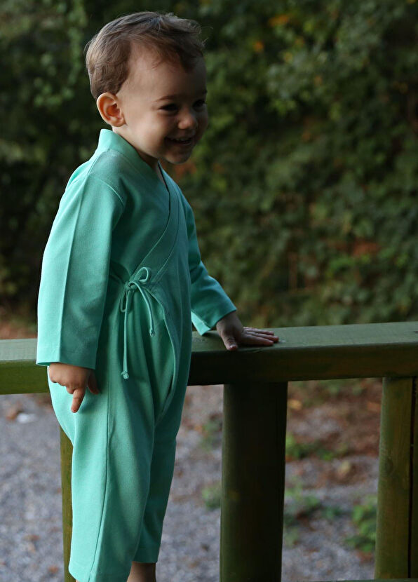 Totzee Mint Yeşili Uzun Unisex Bebek Kimono Tulum - 2