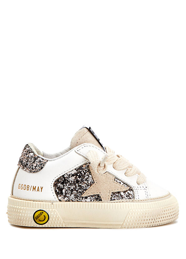 Golden Goose May Bej Beyaz Unisex Çocuk Deri Sneaker - 1