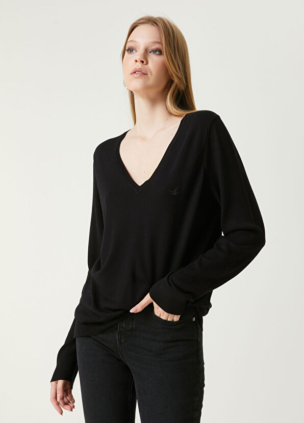 Beymen Club Black Logo Embroidered Knitwear - 1