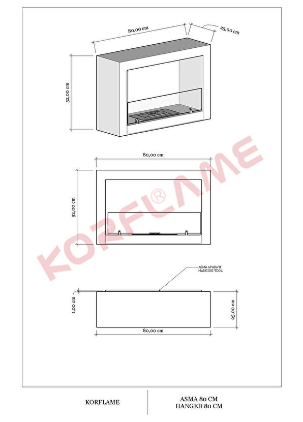 Korflame Hanging Bioethanol Fireplace 80 cm - 4