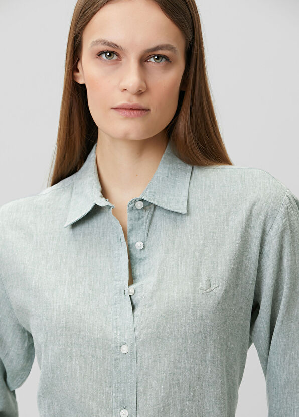 Beymen Club Su Yeşili Keten Gömlek - 2