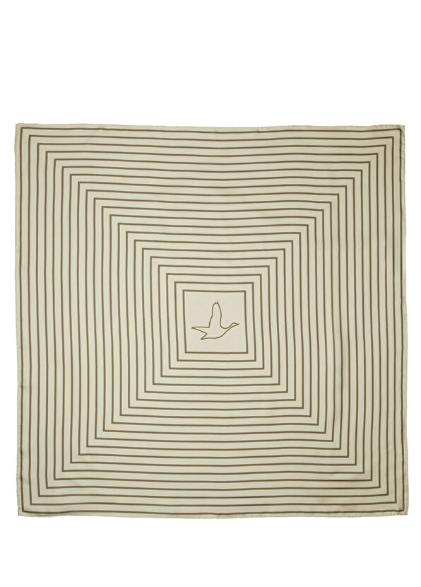 Beymen Club Beige Striped Silk Scarf - 1