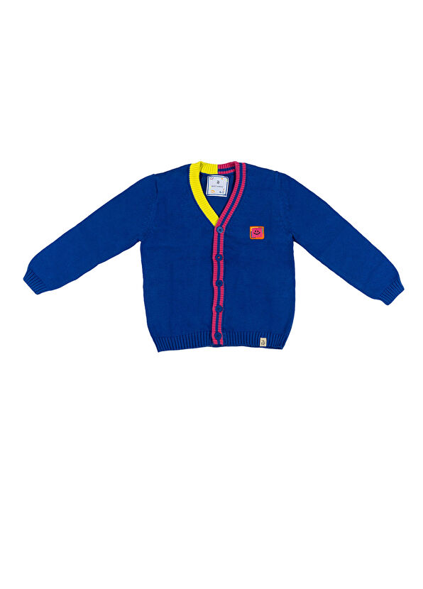 Beetlebeez Stripes Blue Piping Boy's Knit Cardigan - 1